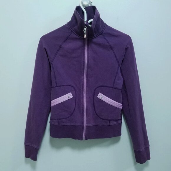 Lululemon Vintage Vancouver Jacket 8 Medium Women's Purple High Zip Sweater Neck - Picture 2 of 9